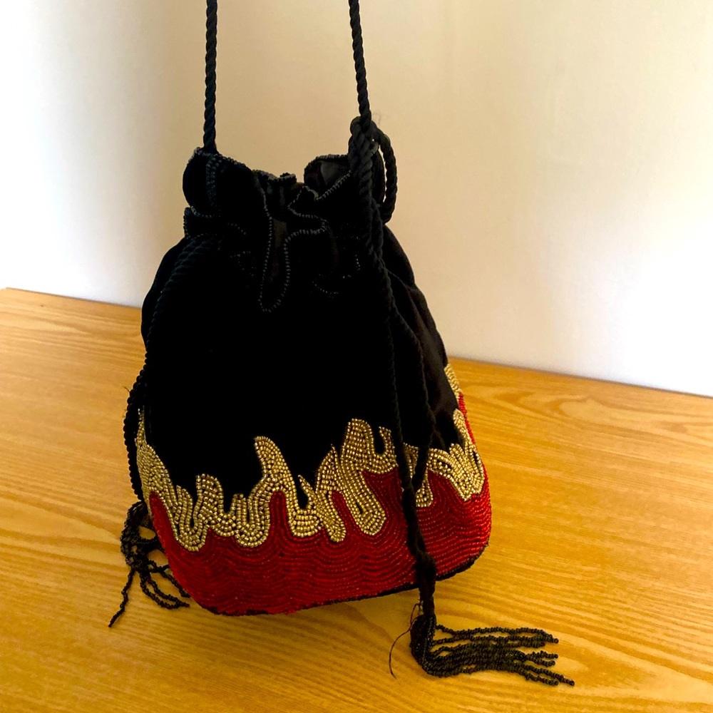 TheMet x from St Xavier beaded Drawstring Pouchette bag